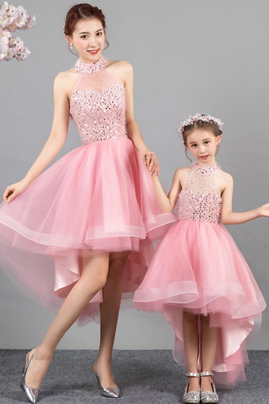 New Stylish Mommy and Me Dress Pink Tulle Cocktail Dress
