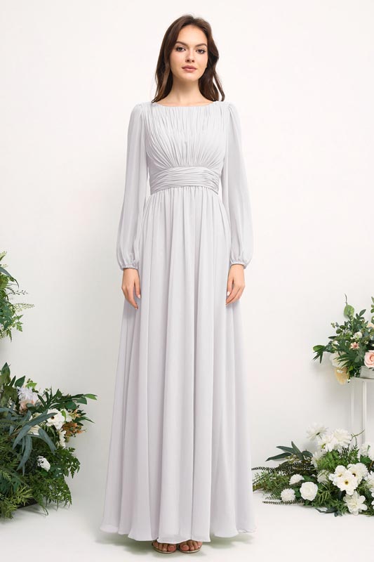 Off-Shoulder Chiffon Bridesmaid Dress with Spaghetti Straps and A-Line Skirt