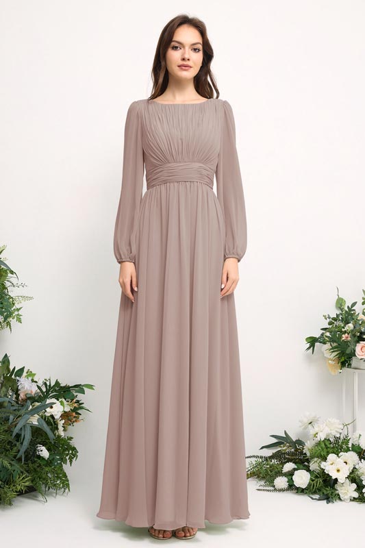 Off-Shoulder Chiffon Bridesmaid Dress with Spaghetti Straps and A-Line Skirt