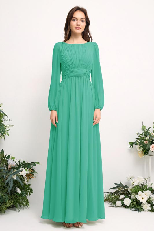 Off-Shoulder Chiffon Bridesmaid Dress with Spaghetti Straps and A-Line Skirt