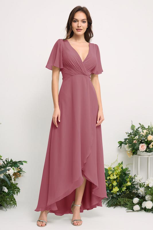 Robe de demoiselle d'honneur en chiffon | Élégante robe longue ligne A