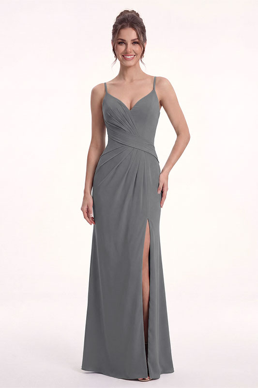 metallic gray bridesmaid dresses Pearl Pink Satin Bridesmaid Dress Mermaid Floor-Length