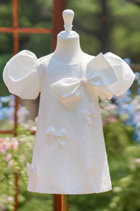 Princess Round Short Satin Flower Girl Dress in White
