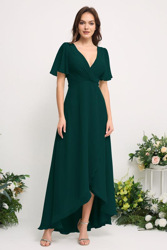 dark red bridesmaid dresses uk Modest High Neck Emerald Green Long Fall Bridesmaid Dresses