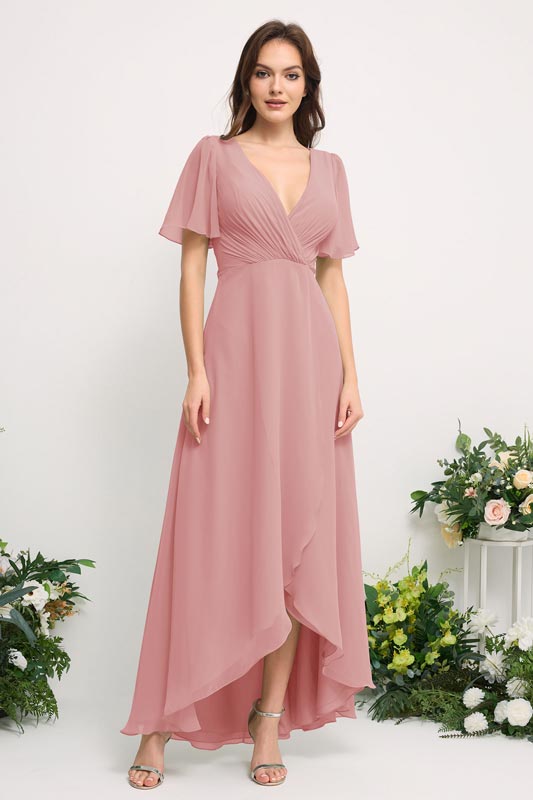 Robe de demoiselle d'honneur en chiffon | Élégante robe longue ligne A
