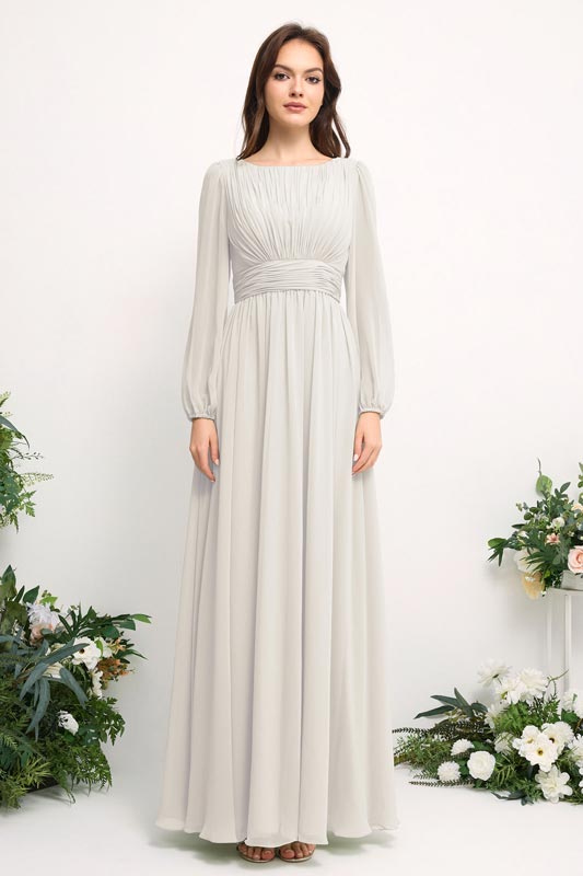 Off-Shoulder Chiffon Bridesmaid Dress with Spaghetti Straps and A-Line Skirt