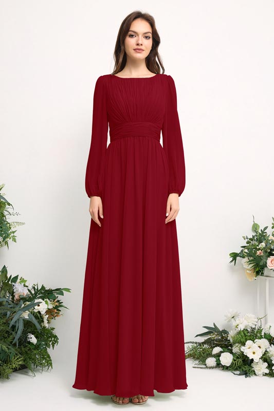 Off-Shoulder Chiffon Bridesmaid Dress with Spaghetti Straps and A-Line Skirt