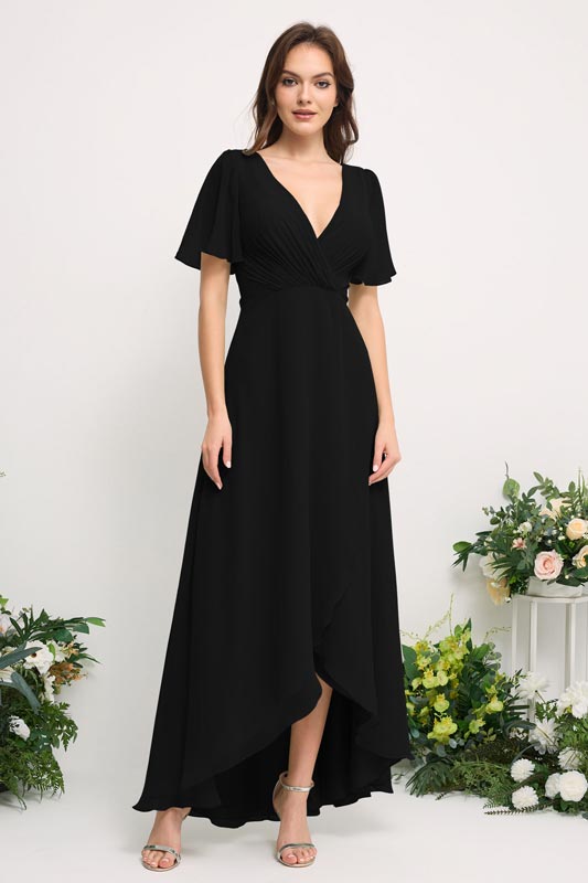 princess polly baby blue dress Azazie Bailee Black Chiffon Bridesmaid Dresses main image 1