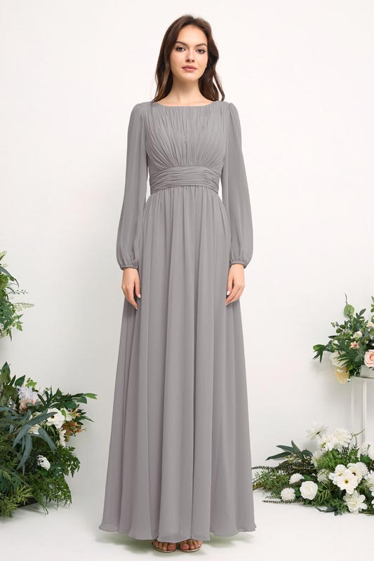 Off-Shoulder Chiffon Bridesmaid Dress with Spaghetti Straps and A-Line Skirt