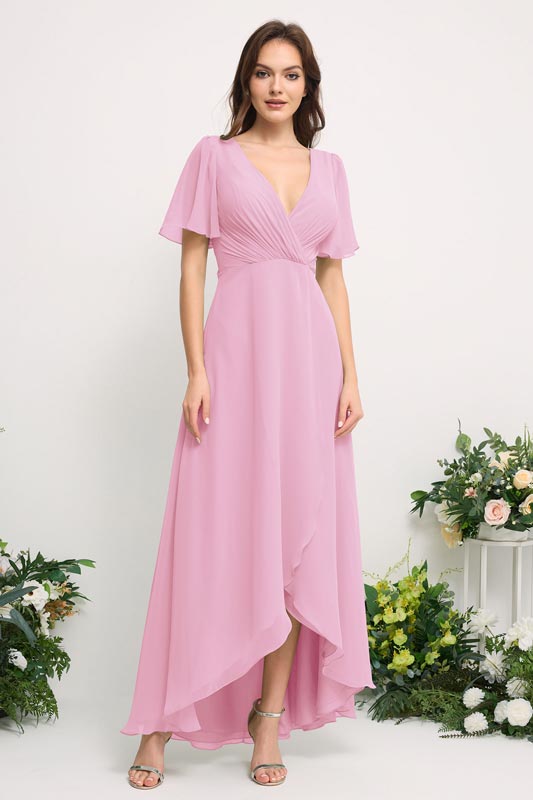 open lace back dress Nox Anabel Y1551 Size 4 Candy Pink Ruffle Slit Sheer Corset Prom Dress Sequin Lace Strapless Formal Gown main image 0