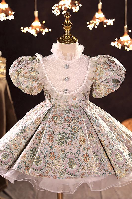 Princesa Hasta la Tibia Satin vestidos para chica de flor in Floral