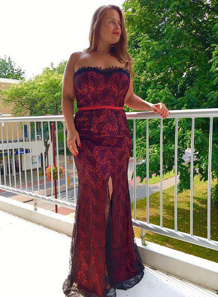 Strapless Hot Pink Party Gown, Long Evening Dress