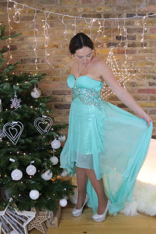 Green High Low Evening Prom Dress With Strapless Neck