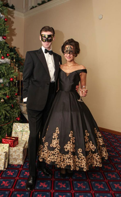 Black Evening Gown Off the Shoulder Neck